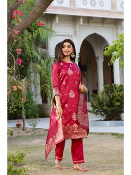 Vaamsi - Polycrepe Printed Kurta Pant Dupatta Maroon (PKSKD1193 ) (Set of 3)