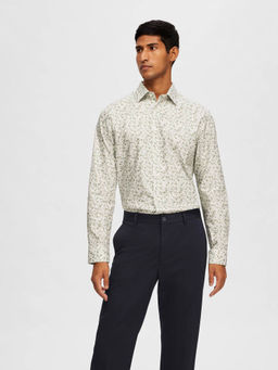 Selected - White Floral Print Full Sleeves Shirt