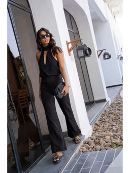 COLOR CAPITAL - Black Halter Neck Tailored Jumpsuit