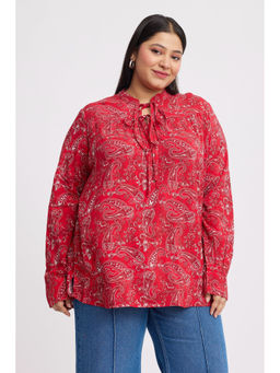 Virgio - Multi-Color All Over Print Viscose Gathered Yoke Detail Top