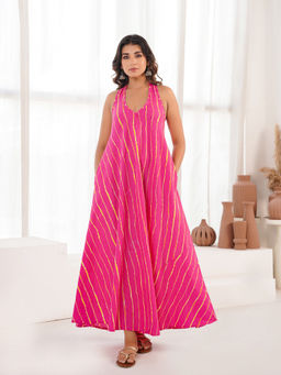 GOODHAND - Pink Women's Pure Cotton A-Line Dress