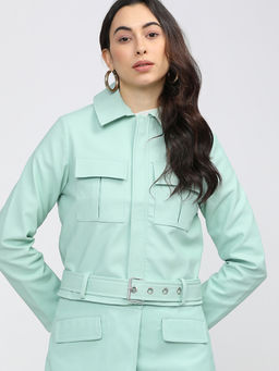 TOKYO TALKIES - Womens Dusty Mint Retro Jacket