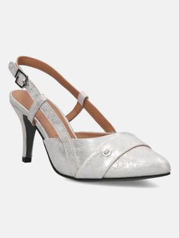 BAGATT - Jamila Silver Leather Womens Back Strap Heels