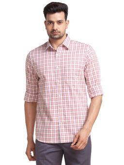 ColorPlus - Tailored Fit Checkered Red Shirt