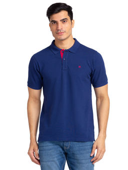 Raymond - Regular Fit Solid Blue Polo T-Shirt