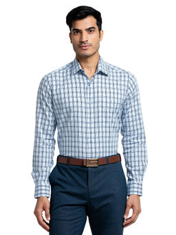Raymond - Regular Fit Checkered Blue Shirt