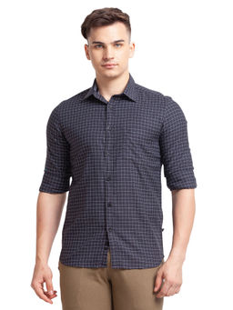 Parx - Slim Fit Checkered Black Shirt