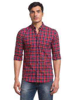 Parx - Slim Fit Checkered Red Shirt