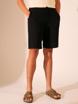 Selected - Men Striped Regular Fit Black Shorts