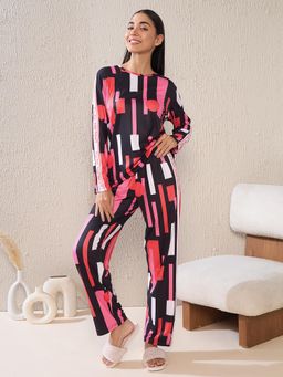 Sweet Dreams - Women Colorblock Black T-shirt & Pyjama (Set of 2)