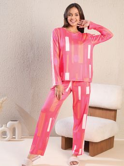 Sweet Dreams - Women Colorblock Pink T-shirt & Pyjama (Set of 2)