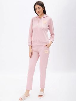Sweet Dreams - Women Solid Pink Hoodie & Pyjama (Set of 2)