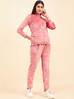 Sweet Dreams - Women Polka Dots Pink Jacket & Pyjama (Set of 2)