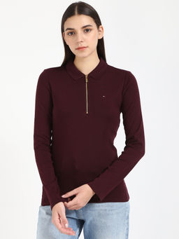 Tommy Hilfiger - Women Wine Polo T-Shirt