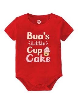 Baby Buzz - Unisex Bua's Little Cup Cake Text Printed Baby Romper - Red