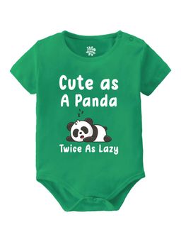 Baby Buzz - Unisex Cute As A Panda Twice As Lazy Printed Baby Romper - Green
