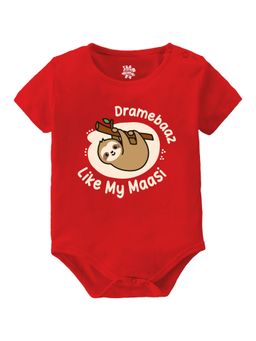 Baby Buzz - Unisex Dramebaaz Like My Maasi Printed Baby Romper - Red