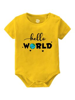 Baby Buzz - Unisex Hello World Text Printed Baby Romper - Yellow