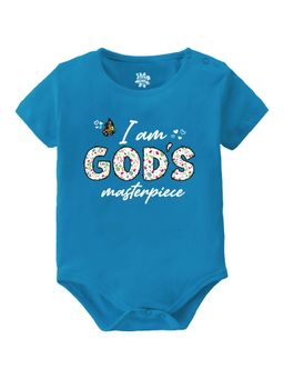 Baby Buzz - Unisex I Am God's Masterpiece Text Printed Baby Romper - Blue