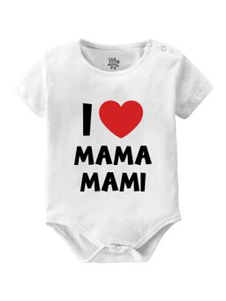 Baby Buzz - Unisex I Love Mama Mami Text Printed Baby Romper - White