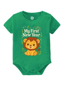 Baby Buzz - Unisex My First New Year Lion Printed Baby Romper - Green