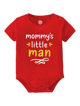 Baby Buzz - Unisex Mommy's Little Man Text Printed Baby Romper - Red