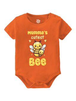 Baby Buzz - Unisex Mumma's Cutest Bee Printed Baby Romper - Orange