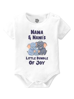 Baby Buzz - Unisex Nana and Nani's Little Bundle of Joy Printed Baby Romper - White