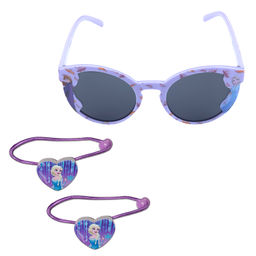 Disney - Girls Frozen Graphic Printed Multicolor Sunglasses and Hair Elestic Band Combos (Set of 3)