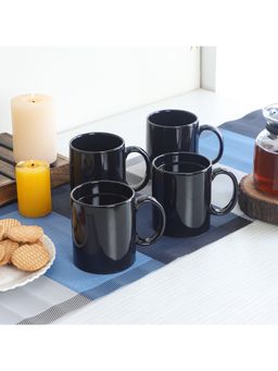 CDI - Black Set of 4 Solid Ceramic Coffee Mugs