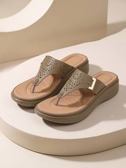 ROCIA - Olive Women Laser Cut Casual Sandals