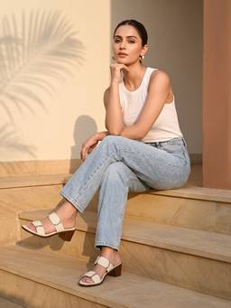 ROCIA - White Women Classic Block Heels