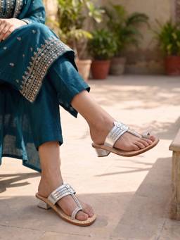 ROCIA - Silver Women Traditional Ethnic Block Heels