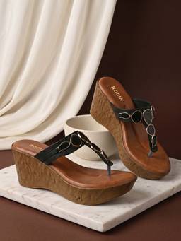 ROCIA - Black Women Casual Daywear Wedges Heels