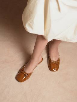 Theater - Luna Mustard Ruched Bow Mules