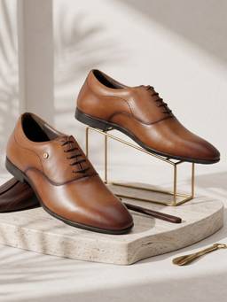 Hush Puppies - Tan Men's Formal Lace-Up Oxfords