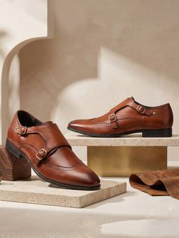 Hush Puppies - Tan Men's Formal Monk Straps