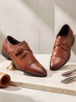 Hush Puppies - Tan Men's Formal Monk Straps