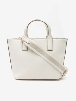 Tommy Hilfiger - Solid Off-White Pu Handbag with Detachable Strap