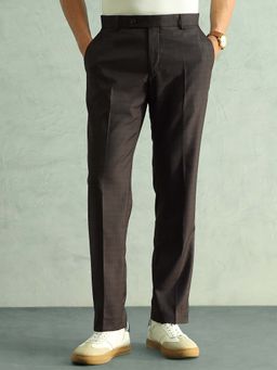Arrow - Men's Self Design Checked Straight Fit Trouser
