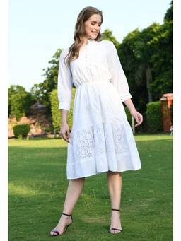Diiwataa - White Hakoba Elastic Band Dress