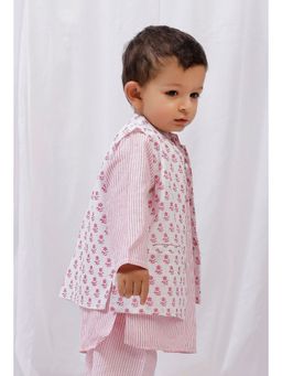 Tjori - Pink Printed Nehru Jacket
