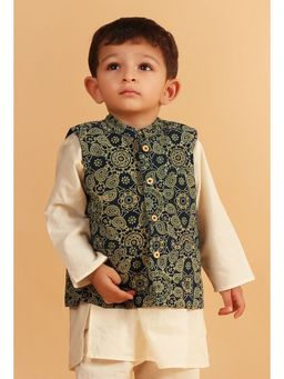 Tjori - Indigo Printed Nehru Jacket