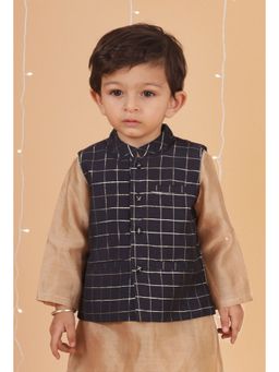 Tjori - Navy Blue Printed Nehru Jacket