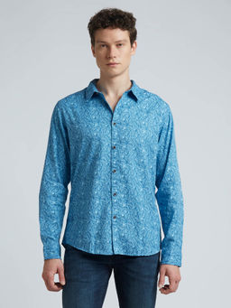 Pepe Jeans - Blue Abstract Print Full Sleeved Shirt