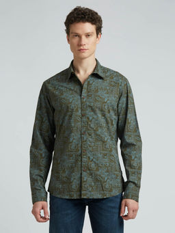Pepe Jeans - Olive Botanical Print Full Sleeved Shirt