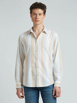 Pepe Jeans - Beige Stripes Full Sleeve Shirt