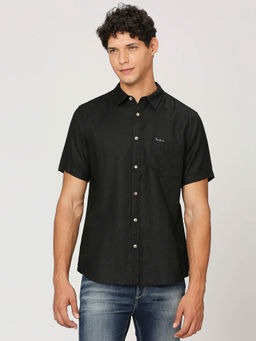 Pepe Jeans - Black Short Sleeve Pure Linen Shirt