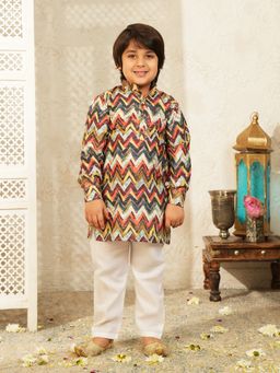 AJ Dezines - Multi-Color Cotton Printed Kurta With Pyiama