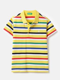 United Colors of Benetton - Multi-Color Pure Cotton Stripes Polo T-Shirt